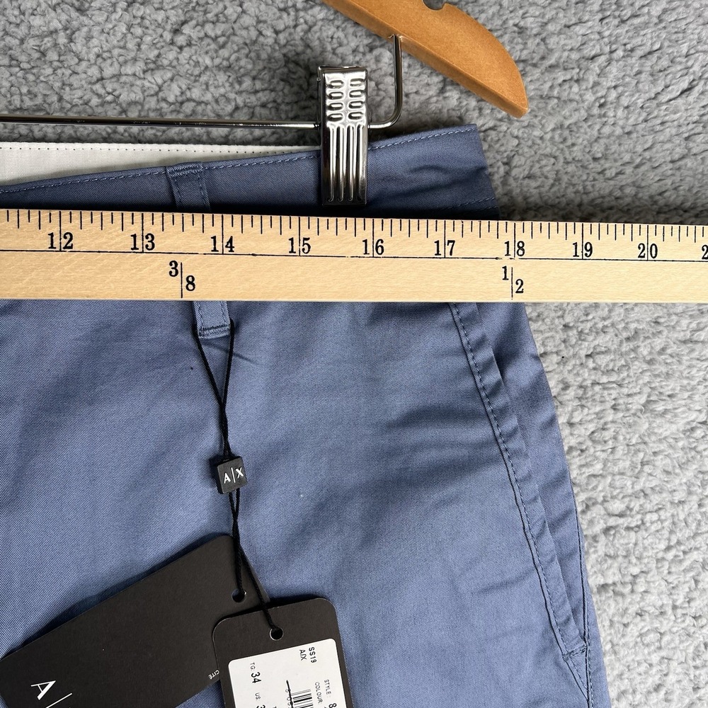 AX Armani Exchange Pants Chino Mens 34X32 Blue Slim Fit Lightweight Stretch NEW - Picture 7 of 16